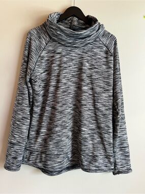 MNY Marc New York Cowl Neck Pullover XL Grey Space Dye Athleisure Top